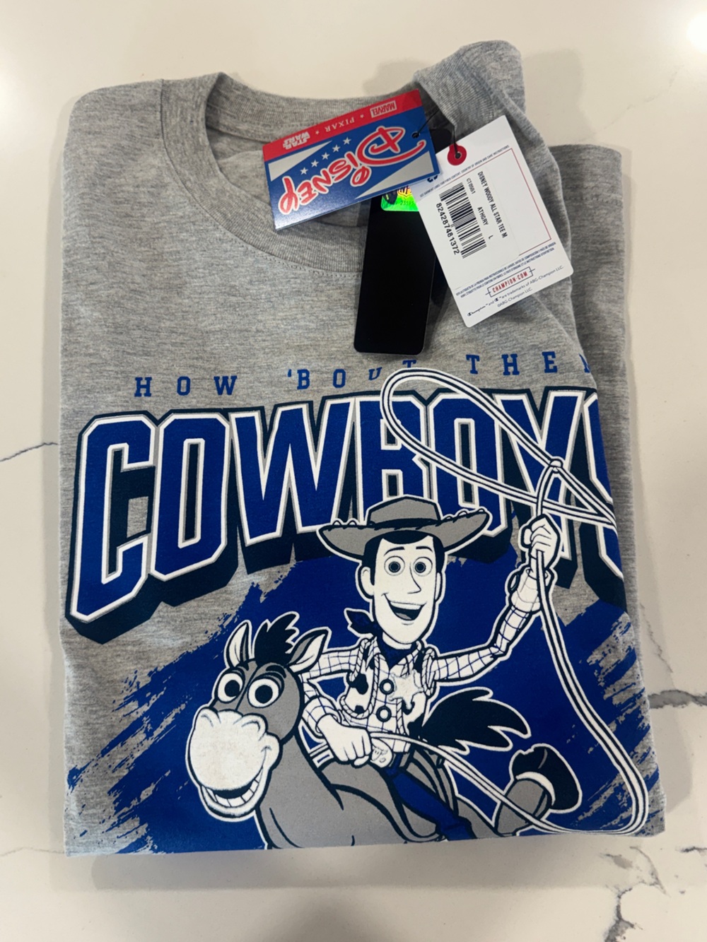 Dallas Cowboys Disney x Champion Woody All-Star T-Shirt - Gray